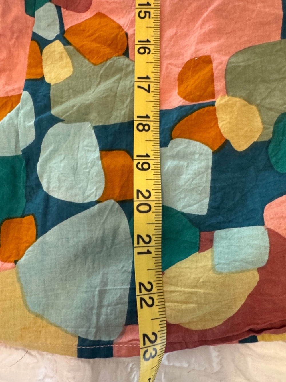 THML Multicolor Abstract Smocked Dress in Teal, Pink & Mustard - Picture 6 of 6